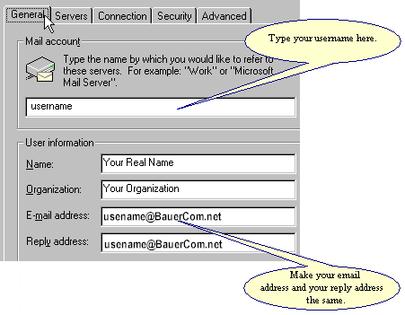 Your mail account should be called 'username', where 'username' is your username. Your email address  and reply
address need to match exactly.