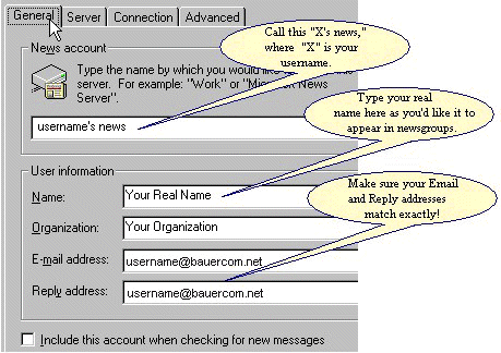 Your mail account should be called 'username', where 'username' is your username. Your email address 
and reply address need to match exactly.